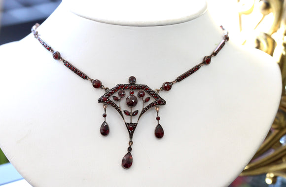 Arts & Crafts Era Garnet Necklace