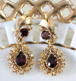 Garnet & Diamond Drop Earrings