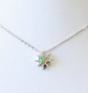 Opal & Diamond Star Necklace ~ DAINTY