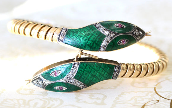 Italian Enamel Snake Bracelet ~ Circa 1920's