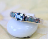 Aquamarine Ring with Opal accents
