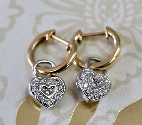 Heart Shaped Diamond Padlock Earrings