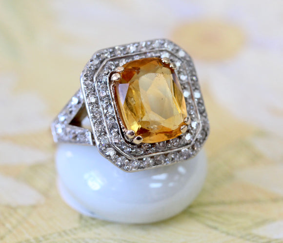 Citrine & Diamond Ring ~ BOLD