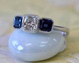 Three Stone Sapphire &  Diamond Ring