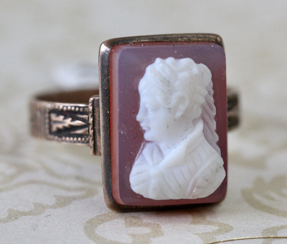 Stone Cameo Ring ~ VICTORIAN