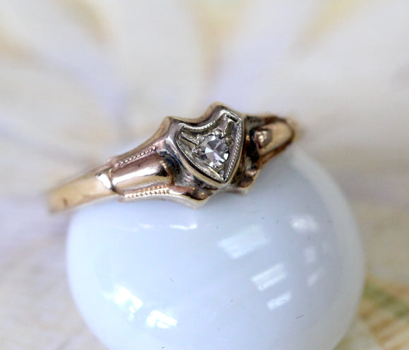 Diamond Heart Shaped Ring ~ VINTAGE
