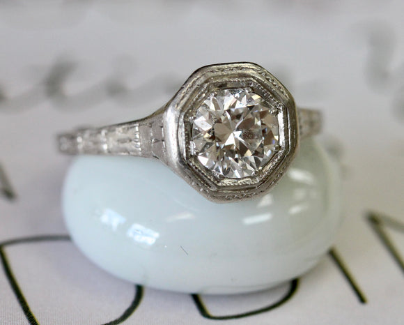 Diamond Platinum Engagement Ring ~ VINTAGE