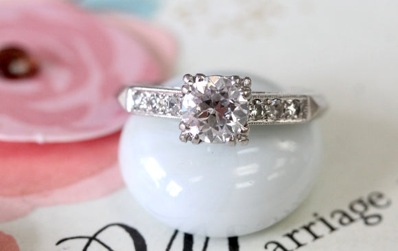 Platinum Diamond Engagement Ring ~ VINTAGE