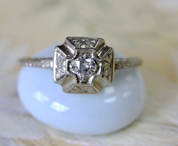 Mine Cut Diamond Ring ~ VINTAGE