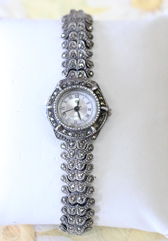 Sterling Silver & Marcasite Quartz Watch