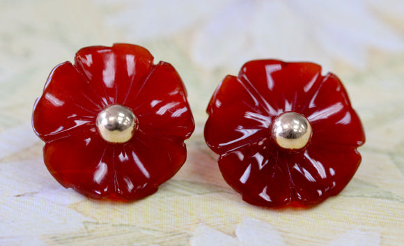 Carnelian Flower Earrings