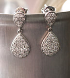 Pave Diamond Drop Double Pear Shaped Earrings