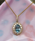 Aquamarine Pendant with Diamonds ~ STUNNING