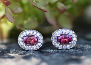 Pink Tourmaline & Diamond Earrings