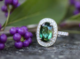 Green Tourmaline & Diamond Ring ~ 3+ Carats ~ WOW