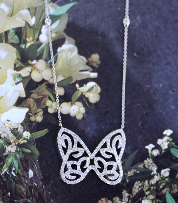 Open Butterfly Diamond Pendant
