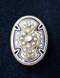 Moonstone & Pearl Enamel and Gold Pin/Locket ~ Circa 1880