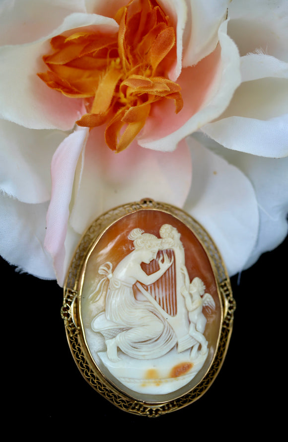Cameo Pin with Cherub ~ VINTAGE