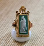 Green Onyx Stone Cameo Ring ~ VICTORIAN