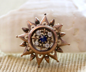 Rose Gold Brooch with European Cut Diamonds ~ VICTORIAN