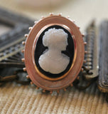 Stone Cameo Pin in Rose Gold ~ VICTORIAN