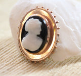 Stone Cameo Pin in Rose Gold ~ VICTORIAN