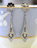 Diamond & Sapphire Drop Style Earrings