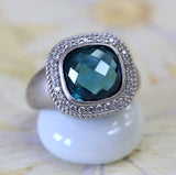 Sterling Silver & Colorful Synthetic Stone Ring ~ VINTAGE
