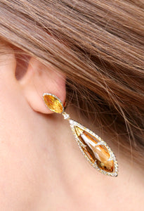 Citrine & Diamond Drop Earrings ~ FABULOUS