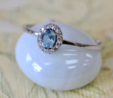 Blue Topaz & Diamond Ring ~ DAINTY