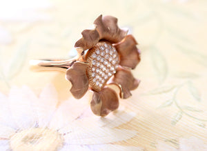 Rose Gold and Diamond Sunflower Ring