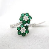 Double Emerald and Diamond Flower Ring