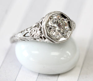 Circa 1920's ~ Diamond Engagement Ring, Platinum