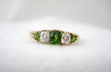 Antique Green Garnet and Diamond Ring