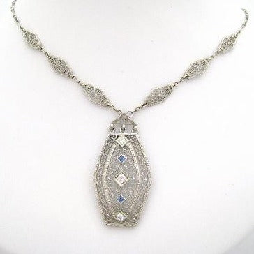 Filigree Sapphire and Diamond Neckpiece