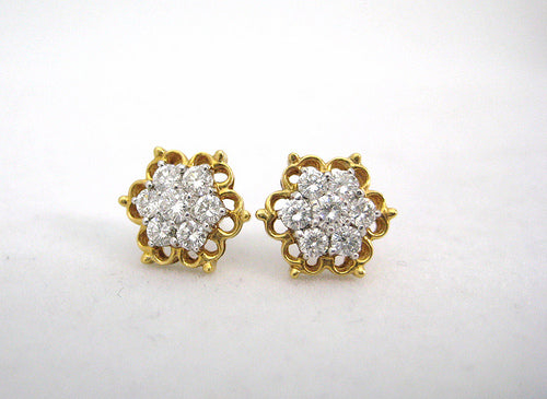 Floral Motif Diamond Earrings