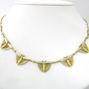 French Two Tone Gold Neckpiece with Butterfly Motif