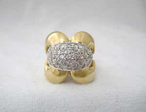 Yellow Gold and Pave Diamond Ring