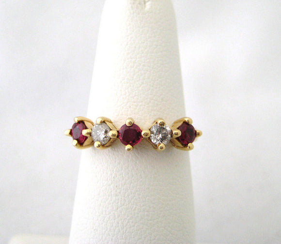 Three Ruby and Two Diamond Ring