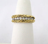 Two Tone Diamond Eternity Band with Rope Design Edges