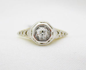 Vintage .20 Carat Diamond Ring with Filigree