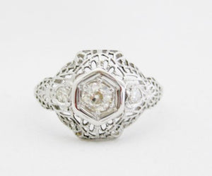 Vintage Diamond Ring with Filigree