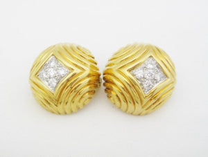 Gold Large Round Clip Earrings