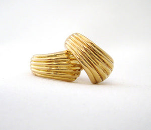Gold Ridged Hoop Style Earrings