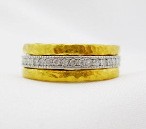 Two Tone Eternity Band with Center Channel of Diamonds