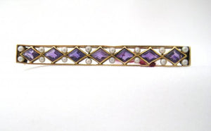 Antique Amethyst and Seed Pearl Bar Pin