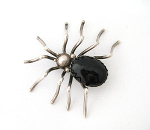 Sterling with Onyx Spider Pin