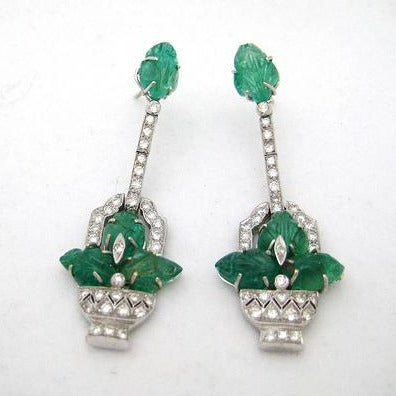 Emerald Floral Basket Earrings