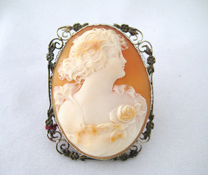 Beautiful Shell Cameo Pin and Pendant