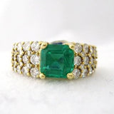 Emerald Ring with Sparkling White Diamonds